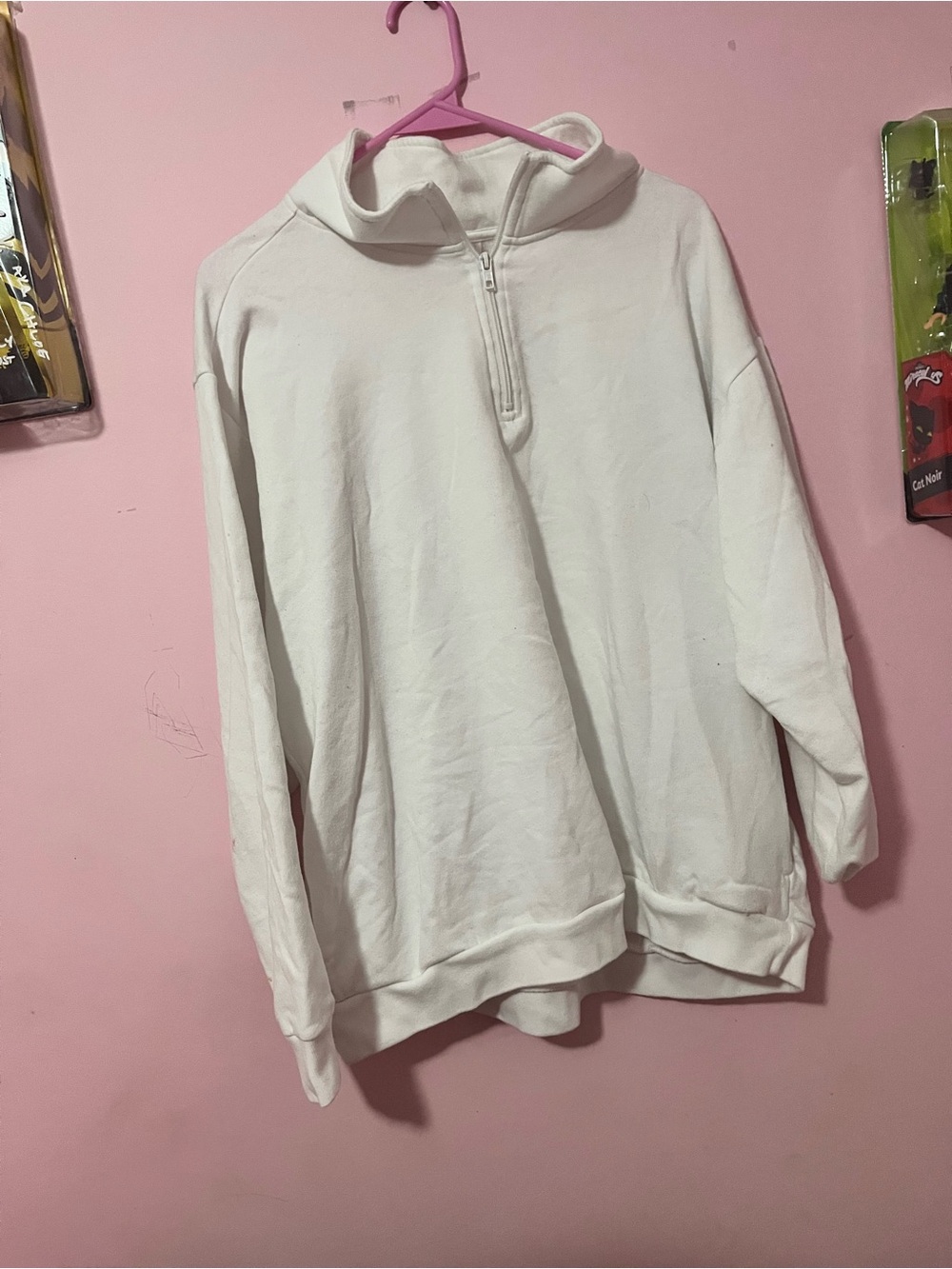 ⭐️PINK Victoria's Secret White Half-Zip Hoodie